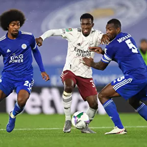 Arsenal's Nketiah Clashes with Leicester's Choudhury and Morgan in Carabao Cup Showdown
