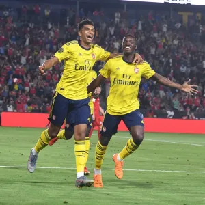 Arsenal's Nketiah and John-Jules: Celebrating Their Goals Against FC Bayern Munich in the 2019 International Champions Cup