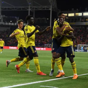 Arsenal's Nketiah and John-Jules: Celebrating Their Goals Against FC Bayern Munich in the 2019 International Champions Cup
