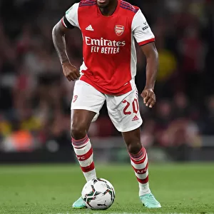 Arsenal's Nuno Tavares in Action: Carabao Cup Clash Against AFC Wimbledon