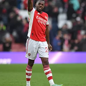 Arsenal's Nuno Tavares Reacts After Arsenal v Newcastle United Premier League Match