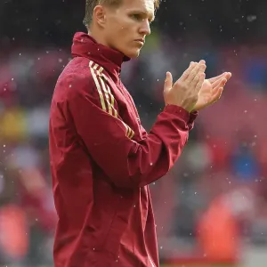 Arsenal's Odegaard Applauds Fans After Arsenal v Fulham Win in 2023-24 Premier League