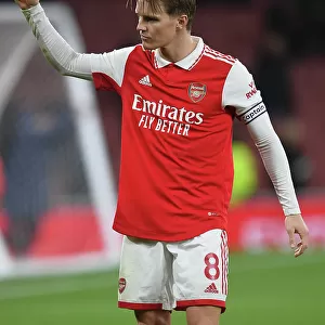 Arsenal's Odegaard Reacts After Arsenal FC vs Manchester City, Premier League 2022-23