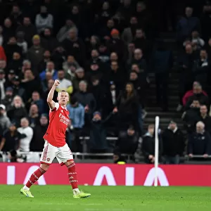 Arsenal's Oleksandr Zinchenko Raises Fist to Fans Amidst Dramatic Tottenham Clash (2022-23)