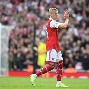 Arsenal's Oleksandr Zinchenko Salutes Fans Amidst Intense Arsenal v Tottenham Rivalry (2022-23)