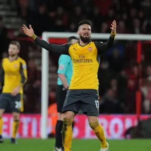 Arsenal's Olivier Giroud in Action against AFC Bournemouth, Premier League 2016-17
