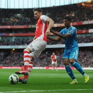 Arsenal's Olivier Giroud Battles Past Sunderland's Patrick van Aanholt in Intense Premier League Showdown Arsenal's Olivier Giroud Battles Past Sunderland's Patrick van Aanholt in Intense Premier League Showdown
