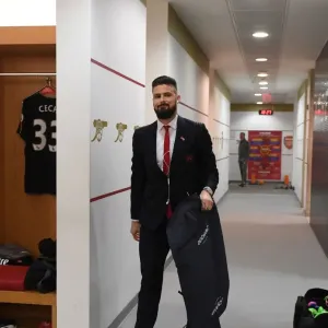 Arsenal's Olivier Giroud in the Home Changing Room - Arsenal vs Watford, Premier League 2016-17