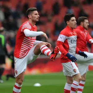 Arsenal's Olivier Giroud Readies for Kickoff Against Aston Villa (2014-15)