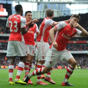 Arsenal's Olivier Giroud Scores Fourth Goal in Thrilling Arsenal v Liverpool Match, 2014-15 Premier League