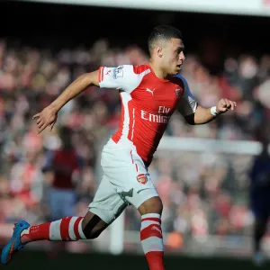 Arsenal's Oxlade-Chamberlain in Action Against Everton, Premier League 2014-15 Arsenal's Oxlade-Chamberlain in Action Against Everton, Premier League 2014-15