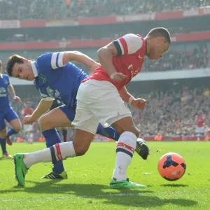 Arsenal's Oxlade-Chamberlain Fouled by Everton's Barry in FA Cup Quarters Arsenal's Oxlade-Chamberlain Fouled by Everton's Barry in FA Cup Quarters