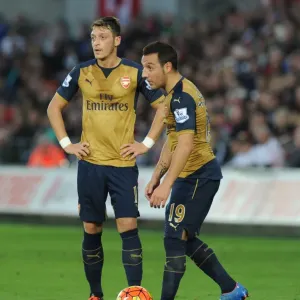 Arsenal's Ozil and Cazorla Lock Horns in Swansea City vs Arsenal (2015-16)
