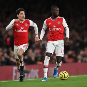 Arsenal's Pepe and Bellerin in Action against Brighton & Hove Albion (2019-20)