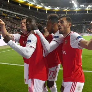 Arsenal's Pepe and Ceballos Celebrate Goals in Europa League Clash vs Eintracht Frankfurt Arsenal's Pepe and Ceballos Celebrate Goals in Europa League Clash vs Eintracht Frankfurt