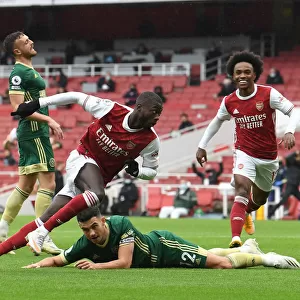 Arsenal's Pepe and Willian Celebrate Goal Against Sheffield United (2020-21)