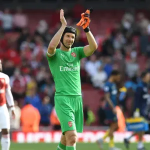 Arsenal's Petr Cech Celebrates with Fans after Arsenal v West Ham United Victory