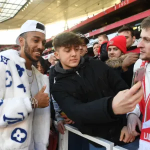 Arsenal's Pierre-Emerick Aubameyang Greets Fans Before Arsenal v Sheffield United, Premier League 2019-20