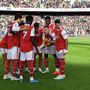 Arsenal's Pre-Match Huddle: Arsenal FC vs. Nottingham Forest, Premier League 2022-23