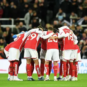 Arsenal's Pre-Match Huddle: Newcastle United vs Arsenal, Premier League 2023-24