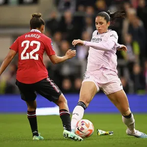 Arsenal's Rafaelle Souza Fends Off Manchester United's Nikita Parris in FA Women's Super League Clash Arsenal's Rafaelle Souza Fends Off Manchester United's Nikita Parris in FA Women's Super League Clash