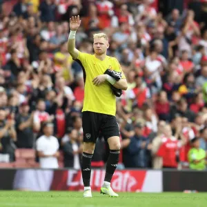 Arsenal's Ramsdale Celebrates Opener: Arsenal FC vs. Nottingham Forest, 2023-24 Premier League Arsenal's Ramsdale Celebrates Opener: Arsenal FC vs. Nottingham Forest, 2023-24 Premier League