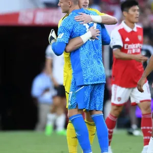 Arsenal's Ramsdale and Leno Clash in Arsenal FC vs Fulham FC Premier League Showdown (2022-23) Arsenal's Ramsdale and Leno Clash in Arsenal FC vs Fulham FC Premier League Showdown (2022-23)