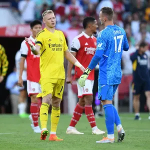 Arsenal's Ramsdale and Leno Clash in Arsenal vs. Fulham Premier League Showdown (2022-23) Arsenal's Ramsdale and Leno Clash in Arsenal vs. Fulham Premier League Showdown (2022-23)