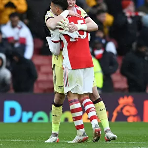 Arsenal's Ramsdale and Martinelli Celebrate Victory Over Newcastle United