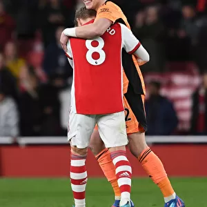 Arsenal's Ramsdale and Odegaard Celebrate Victory Over Leicester City