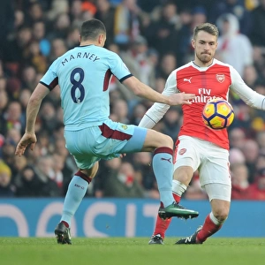Arsenal's Ramsey Battles Marney in Intense Arsenal v Burnley Clash, Premier League 2016-17