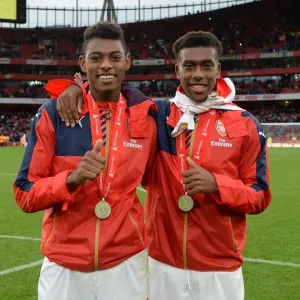 Arsenal's Reine-Adelaide and Iwobi Celebrate Emirates Cup Victory
