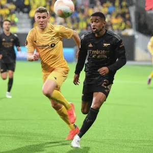 Arsenal's Reiss Nelson in Action against Bodø/Glimt in UEFA Europa League Group A (2022-23)