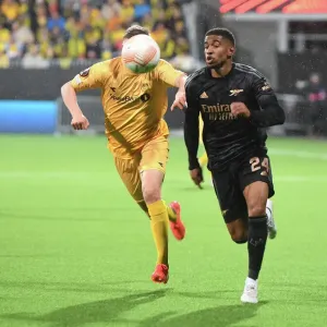 Arsenal's Reiss Nelson in Action: Bodø/Glimt vs. Arsenal (UEFA Europa League 2022-23)