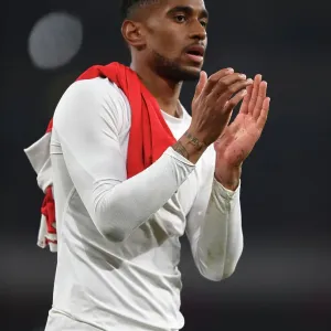 Arsenal's Reiss Nelson Celebrates with Fans after Arsenal v Southampton Win, 2022-23 Premier League