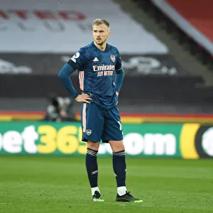 Arsenal's Rob Holding in Action at Empty Bramall Lane: Sheffield United vs Arsenal, Premier League 2021
