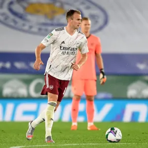 Arsenal's Rob Holding in Action against Leicester City in Carabao Cup Clash