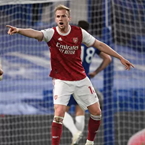 Arsenal's Rob Holding at Chelsea's Stamford Bridge: 2020-21 Premier League Match Amidst COVID-19 Restrictions