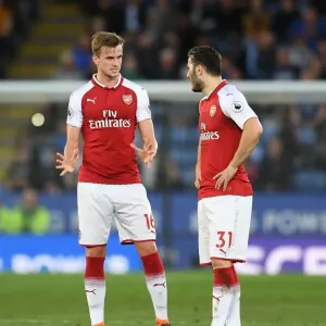 Arsenal's Rob Holding and Sead Kolasinac in Deep Conversation during Leicester Clash (2017-18) Arsenal's Rob Holding and Sead Kolasinac in Deep Conversation during Leicester Clash (2017-18)