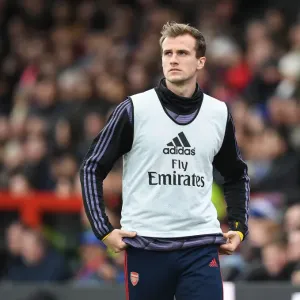 Arsenal's Rob Holding Warming Up Ahead of Crystal Palace Clash (Premier League 2019-20) Arsenal's Rob Holding Warming Up Ahead of Crystal Palace Clash (Premier League 2019-20)