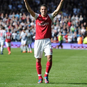 Arsenal's Robin van Persie Celebrates Win Against West Bromwich Albion (2011-12)