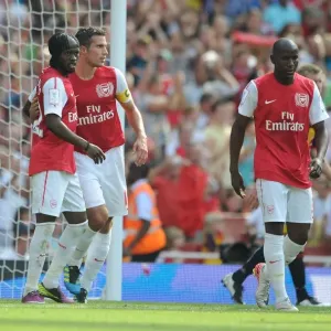 Arsenal's Robin van Persie, Gervinho, and Benik Afobe Celebrate Goal Against New York Red Bulls, Emirates Cup 2011