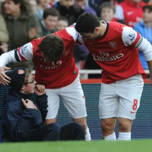 Arsenal's Rosicky and Arteta Celebrate Goal Against Sunderland, 2014 Arsenal's Rosicky and Arteta Celebrate Goal Against Sunderland, 2014