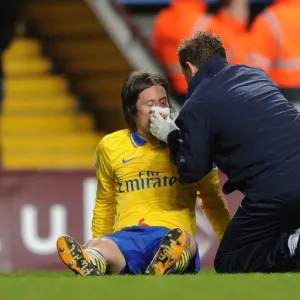 Arsenal's Rosicky Receives Medical Attention: Aston Villa vs Arsenal, Premier League 2013-14 Arsenal's Rosicky Receives Medical Attention: Aston Villa vs Arsenal, Premier League 2013-14