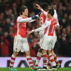 Arsenal's Rosicky and Sanchez: Celebrating a Goal Against Queens Park Rangers (2014-15) Arsenal's Rosicky and Sanchez: Celebrating a Goal Against Queens Park Rangers (2014-15)