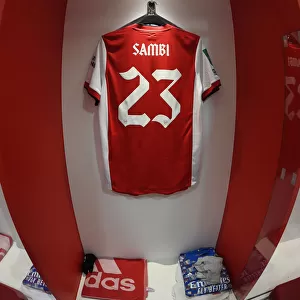 Arsenal's Sambi Lokonga Jersey in the Changing Room before Carabao Cup Semi-Final vs Liverpool