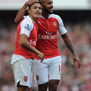 Arsenal's Sanchez and Walcott Celebrate First Goal Against Manchester United, 2015/16 Premier League