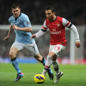 Arsenal's Santi Cazorla Clashes with Manchester City's James Milner in Premier League Showdown Arsenal's Santi Cazorla Clashes with Manchester City's James Milner in Premier League Showdown