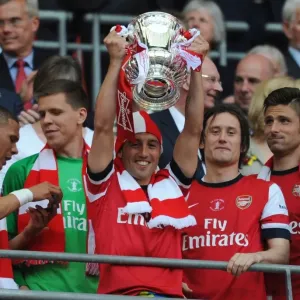 Arsenal's Santi Cazorla Lifts FA Cup after Arsenal v Hull City Victory