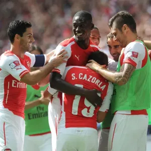 Arsenal's Santi Cazorla and Teammates Celebrate Goal Against Manchester City - FA Community Shield 2014/15 Arsenal's Santi Cazorla and Teammates Celebrate Goal Against Manchester City - FA Community Shield 2014/15